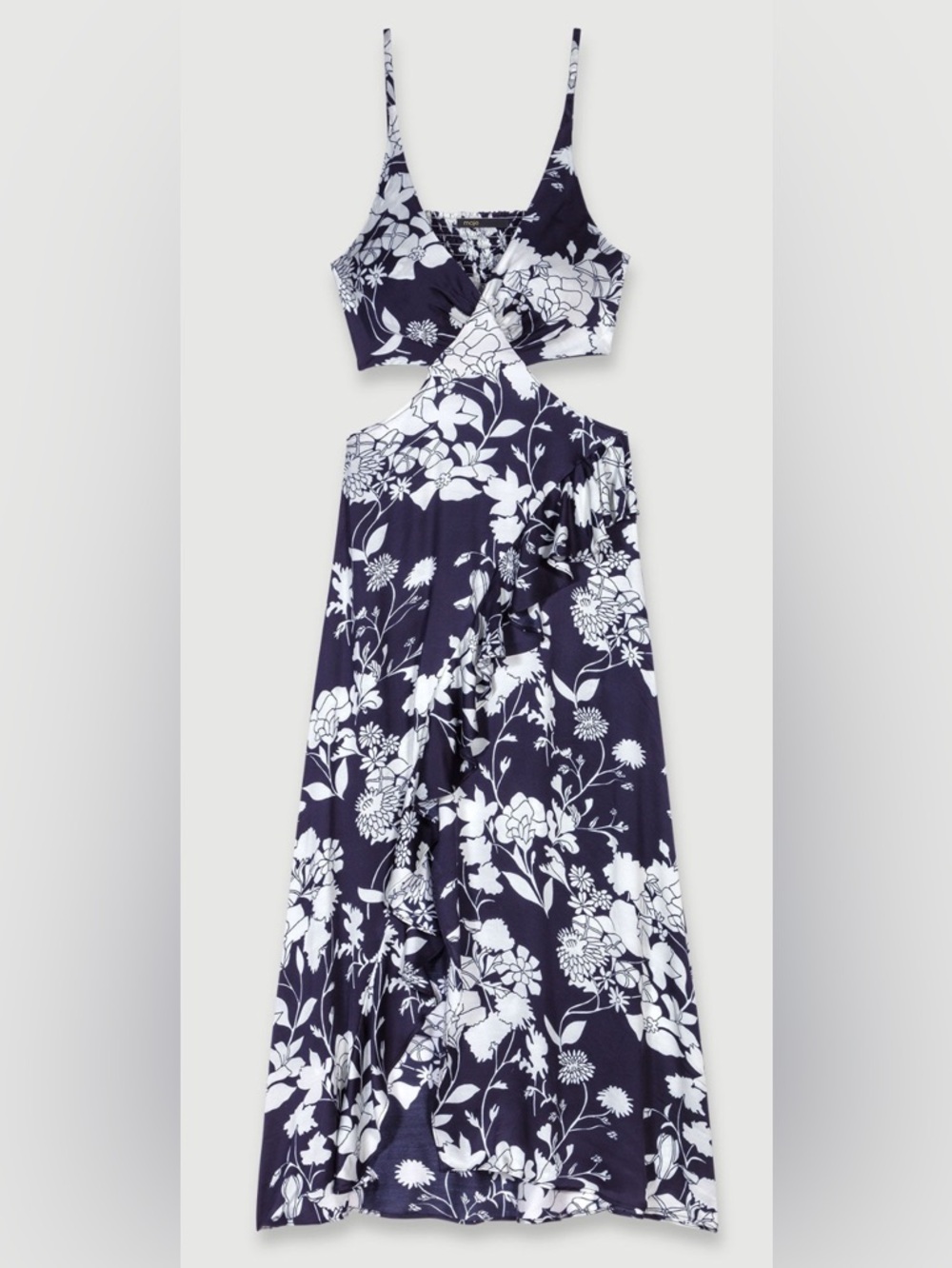 Maje Black and White Floral Maxi Dress